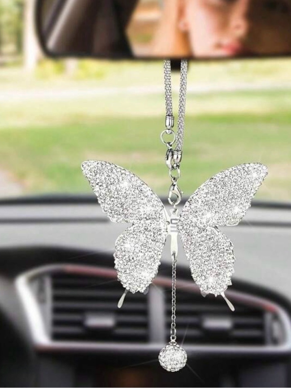 Fashion Jewelry Silver Crystal Butterfly Necklace Pendant